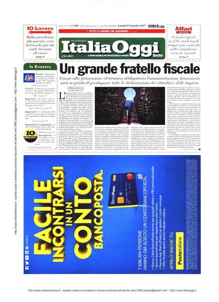 Italia oggi : quotidiano di economia finanza e politica